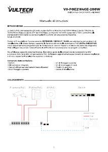 Manuale dell'utente - Vultech Security Vultech Security VS-POE2164GE-200W switch di rete Non gestito Fast Ethernet (10/100) Supporto Power over Ethernet (PoE) Nero