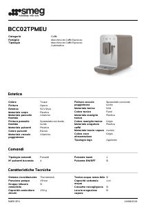Volantino - Smeg Smeg BCC02TPMEU macchina per caffè Automatica Macchina per espresso 1,4 L