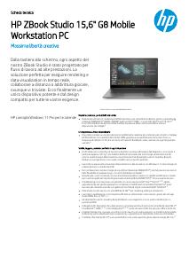 Volantino - HP HP ZBook Studio 15.6 G8 Intel® Core™ i9 i9-11950H Workstation mobile 39,6 cm (15.6") Full HD 32 GB DDR4-SDRAM 1 TB SSD NVIDIA RTX A2000 Wi-Fi 6 (802.11ax) Windows 11 Pro Grigio