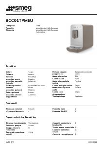 Volantino - Smeg Smeg BCC01TPMEU macchina per caffè Automatica Macchina per espresso 1,4 L