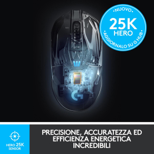 17223103825332-logitechglogitechg903lightspeedmousedagamingwirelessconsensorehero25k140he1hconbatteriaricaricabilergblightsynccompatibileconpowerplayambidestro107ge10gopzionale25600dpi