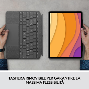 172247736381-logitechcombotouchcustodiacontastieraperipadair4gen2020tastieraretroilluminatarimovibiletrackpadclickanywheresmartconnectorgrigio