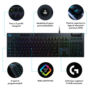 17303573007966-logitechgtastieragamingmeccanicalogitechg815lightsyncrgbconswitchaprofiloribassatogltactile5tastigprogrammabilipassthroughusbcontrollimultimedialidedicati