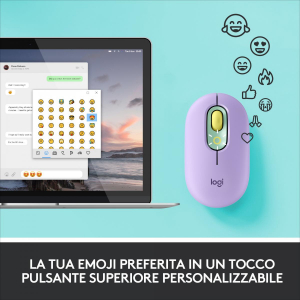 17322317056207-logitechpopmousewirelessconemojipersonalizzabilitecnologiasilenttouchprecisioneevelocitadesigncompattobluetoothusbmultidispositivocompatibileosdaydream