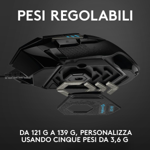 17323088964202-logitechglogitechg502mousegamingheroprestazionielevatesensorehero25k25600dpirgbpesiregolabili11pulsantiprogrammabilimemoriaintegrataperpcmaclaptopnero