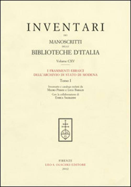 17278248151019-libroinventarideimanoscrittidellebibliotecheditaliavol115iframmentiebraicidellarchiviodistatodimodenaeditoreolschkianno2012